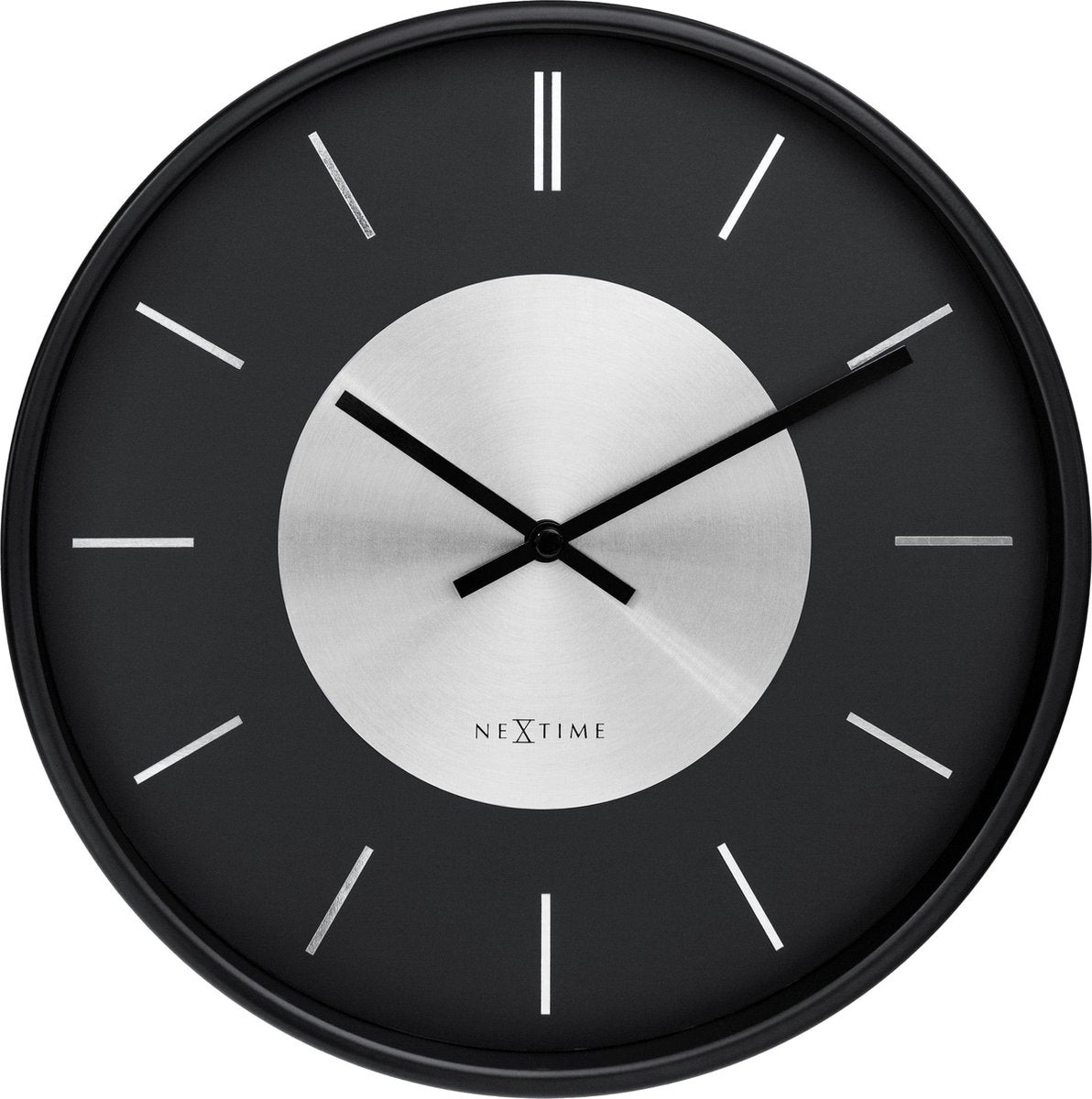 Nexttime retro ii – horloge murale – 25 cm – métal – noir argent – silencieuse