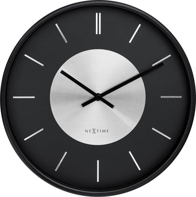 Nexttime retro ii – horloge murale – 25 cm – métal – noir argent – silencieuse