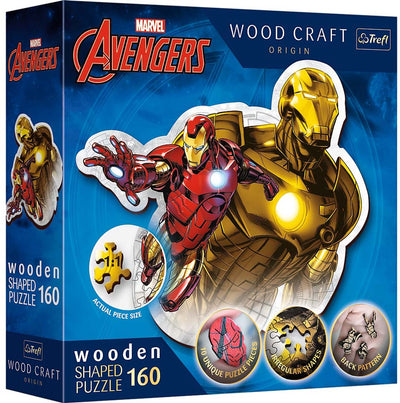 Trefl - puzzles - 160 puzzles en forme de bois - brave iron man disney marvel heros fsc mix 70%