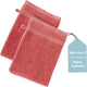 Faire taire. gant de toilette Living Hush Living - lot de 2 - 100 % coton - qualité lourde 500 g m2 - bordure élégante et boucle de suspension - 16x22 cm - corail
