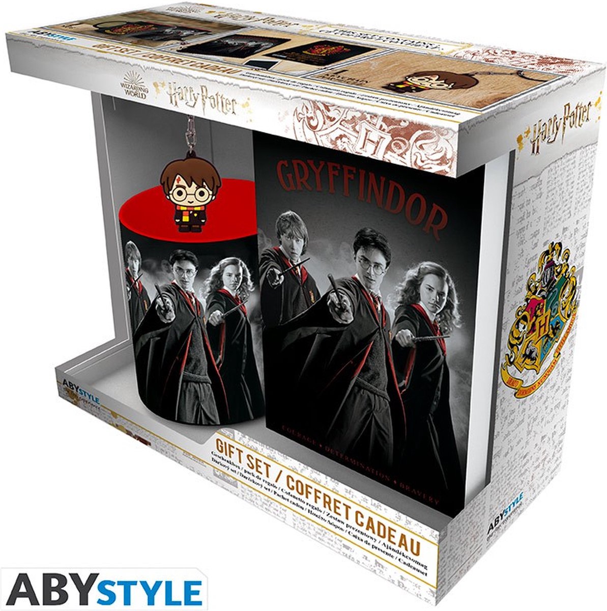 Abystyle harry potter - mug pc320ml + porte clé + carnet harry ron hermion