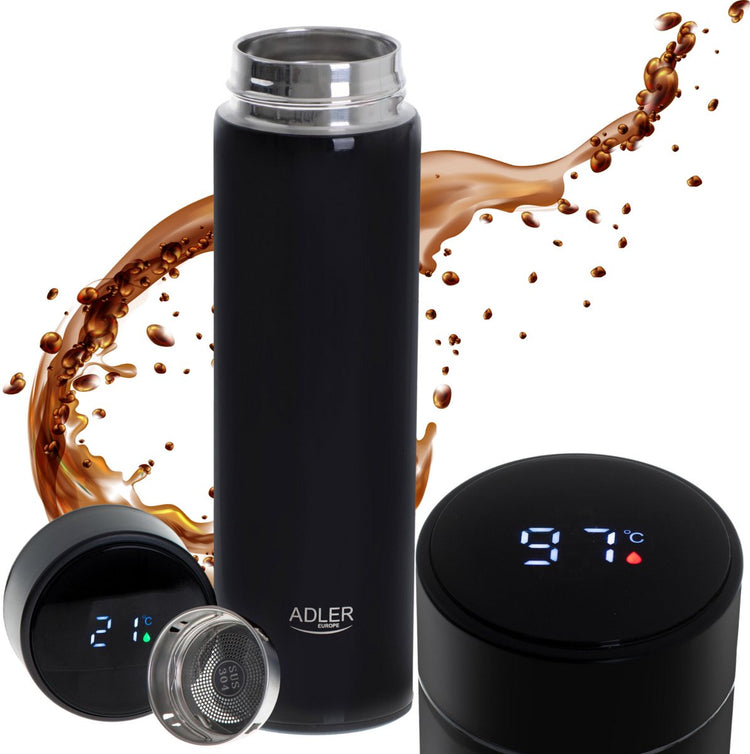 Adler tasse thermique thermos 473ml LED avec température pour café thé pour voiture | ad4506bk