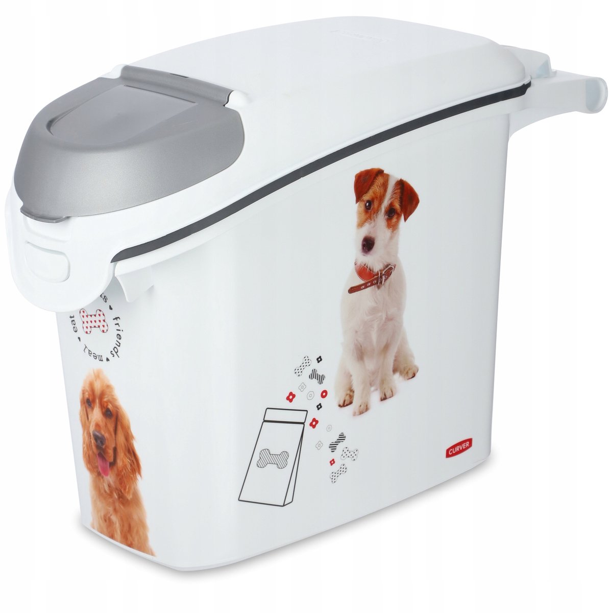 Curver récipient alimentaire chien - 15l - 6kg - 23x51x36cm - blanc gris