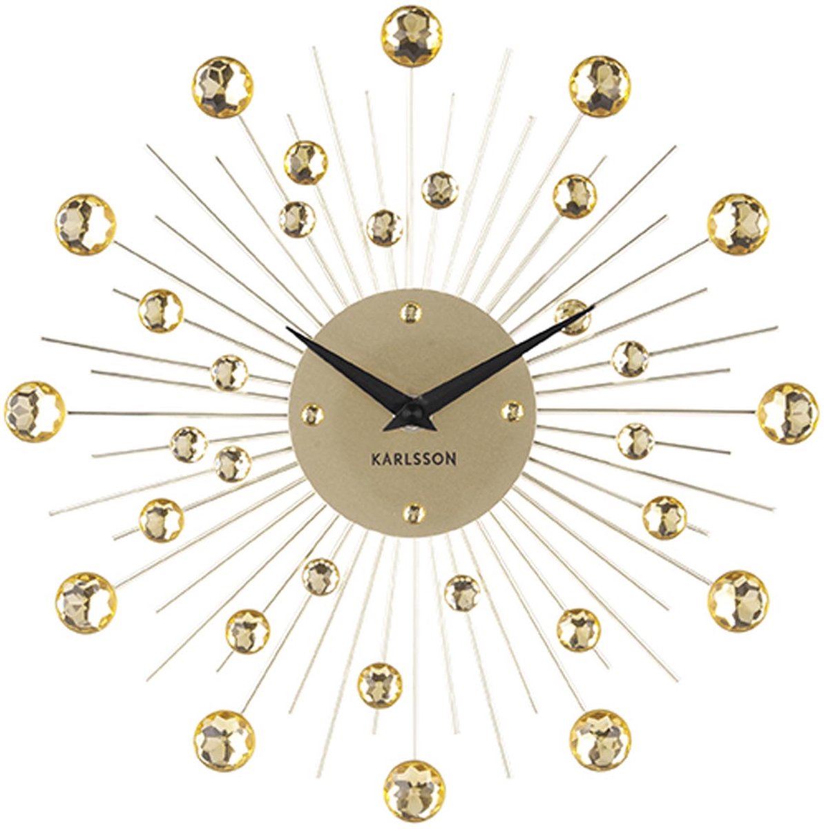 Karlsson horloge murale sunburst - cristal, or - moyen - ø30cm - scandinave