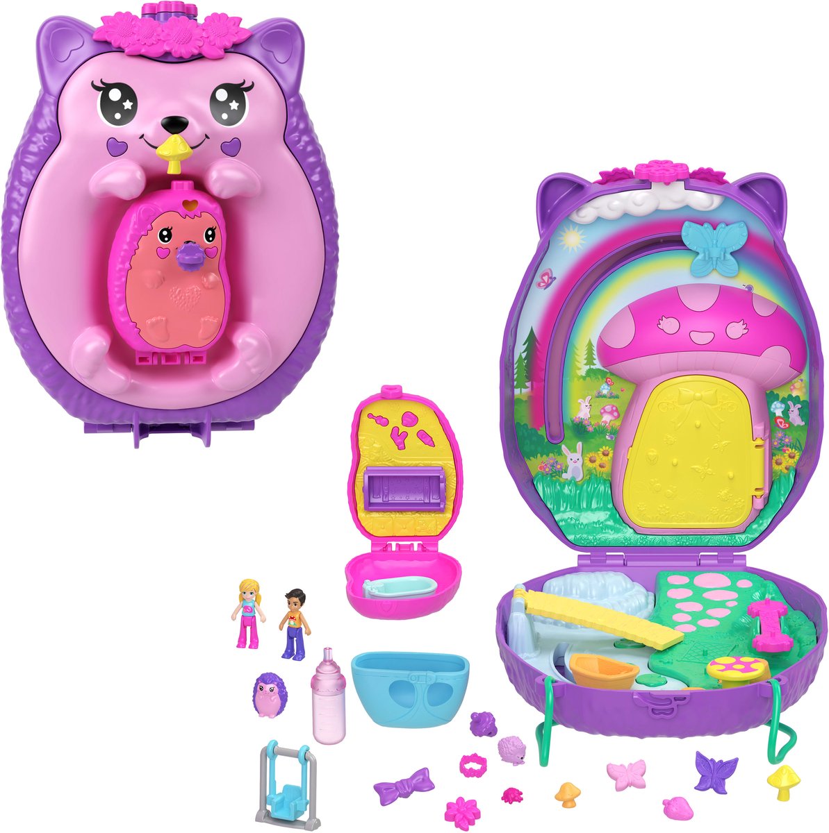 Polly Pocket Hedgehog Mom and Pap Compact