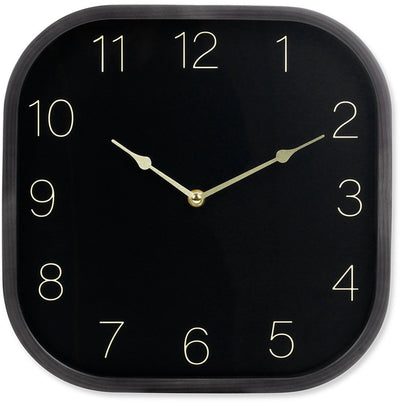 Horloge murale sans marque sans marque noire et dorée - 30 x 30 cm