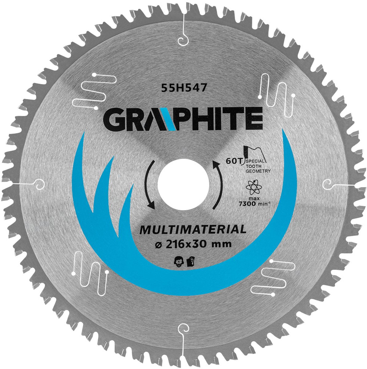 Tarcza graphite - lame de scie large universelle - 216 mm - 60 dents - vitesse de coupe élevée