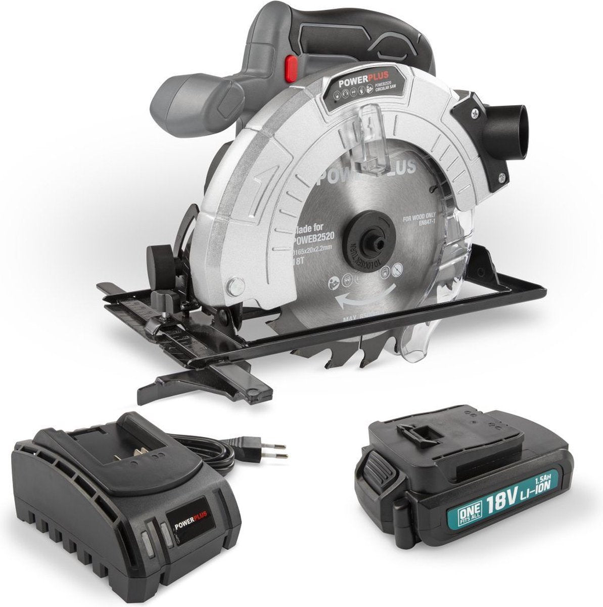 Scie circulaire Powerplus powebcss1 - 18v Ø 165mm - incl. batterie 18v 1,5ah + chargeur