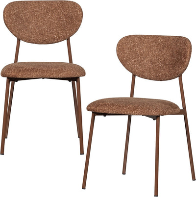 Chaises de salle à manger Woood Valor - tissu tissé - marron - lot de 2