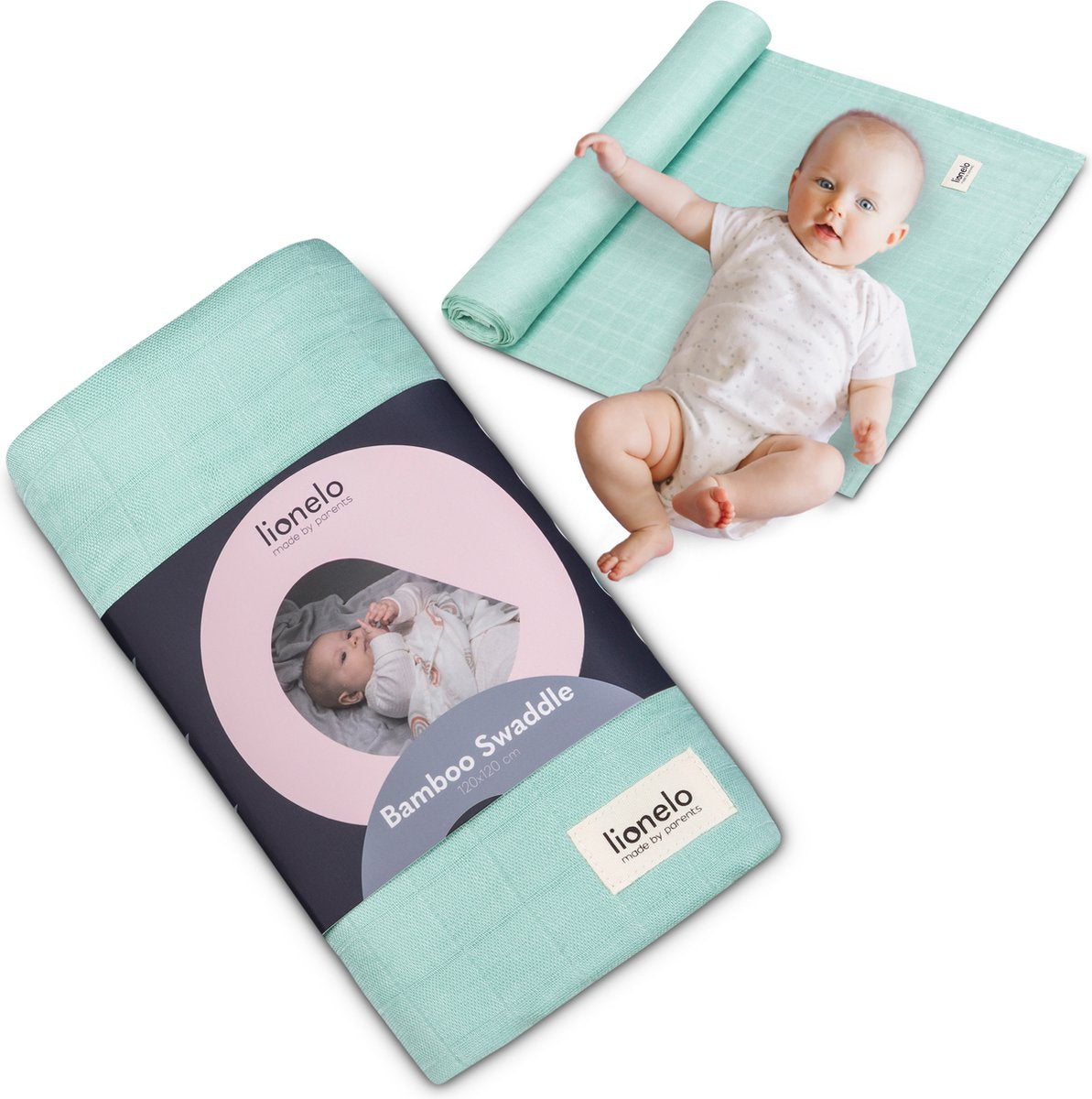 Lange en bambou Lionelo - couverture pour bébé 120x120 cm - 100% coton de bambou - antibactérien, antifongique hypoallergénique - thermorégulateur - lavable - doucement respirant - pour peaux sensibles