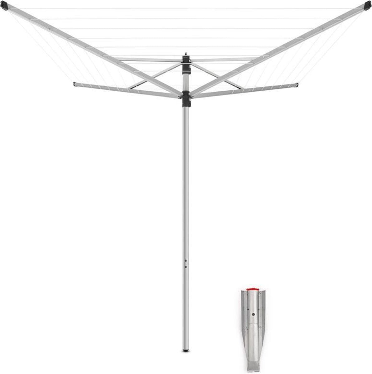 Séchoir rotatif Brabantia lift-o-matic - 40 m - avec ancrage au sol en métal - gris métallisé