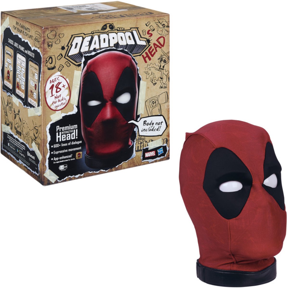 Tête de Deadpool des légendes Marvel - tête interactive avec plus de 600 phrases