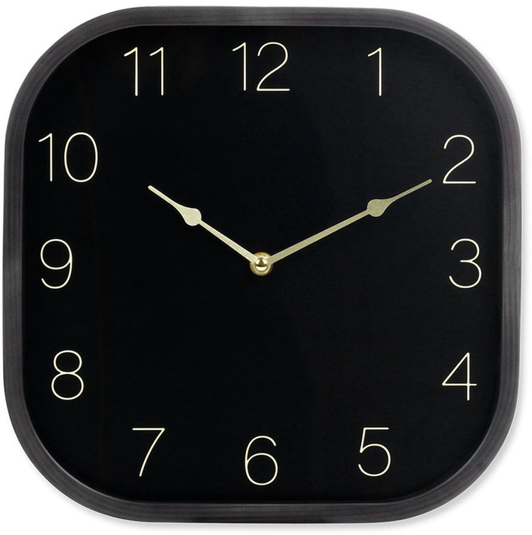 Horloge murale sans marque sans marque noire et dorée - 30 x 30 cm