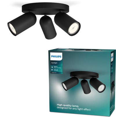 Spot en saillie Philips LED Philips Pongee - 3 lumières - noir