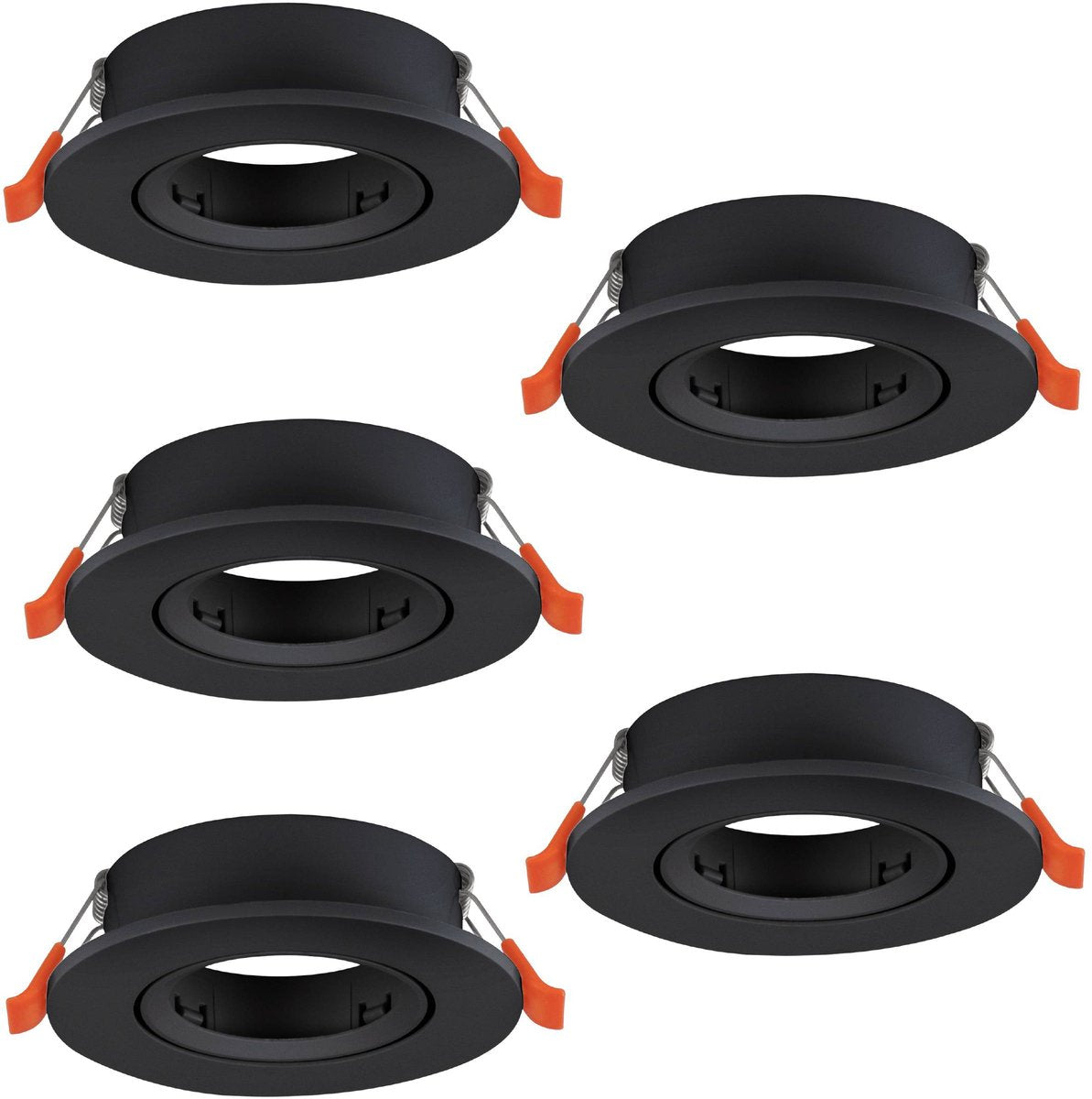 Spot encastrable Eglo barranco - gu10 - ø 9 cm - noir - lot de 5 pièces - inclinable