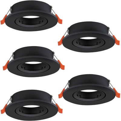 Spot encastrable Eglo barranco - gu10 - ø 9 cm - noir - lot de 5 pièces - inclinable