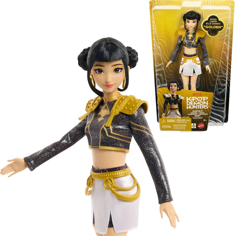 Mattel kpop chasseurs de démons Huntr x Zoey poupée chantante « dorée » en tenue