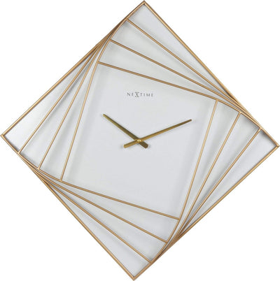 Nexttime tournant carré – grande horloge murale – 85 × 85 cm – métal – or blanc