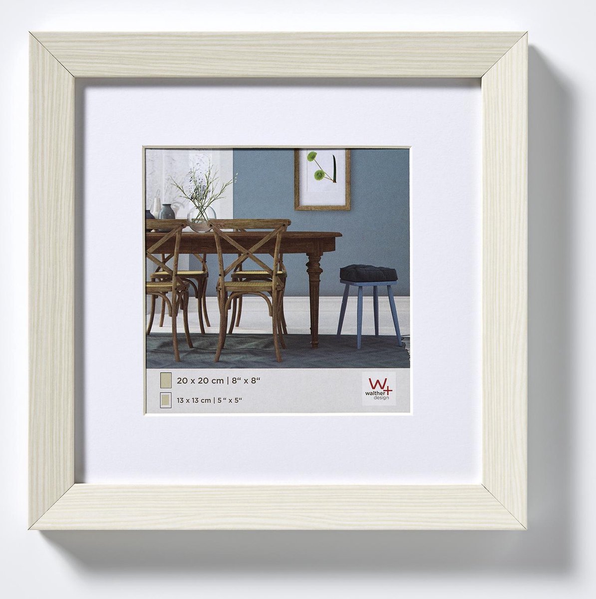 Walther fiorito - cadre en bois mdf - format photo 40x40 cm - blanc