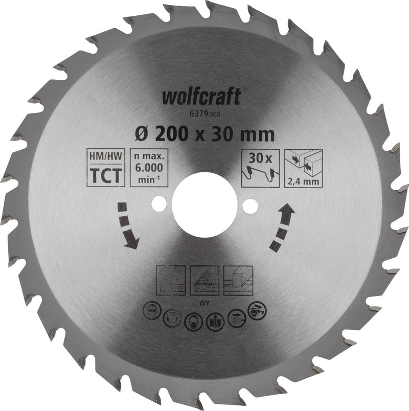 Wolfcraft - lame de scie circulaire 200x30mm - 30 dents - lame de scie pour scie circulaire - série verte - 6379000