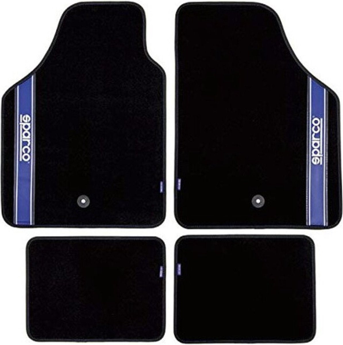 Tapis de voiture Sparco universels, lot de 4 - tissu - noir avec bleu