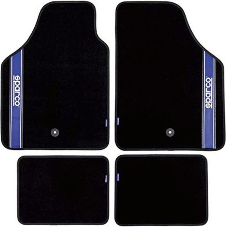 Tapis de voiture Sparco universels, lot de 4 - tissu - noir avec bleu