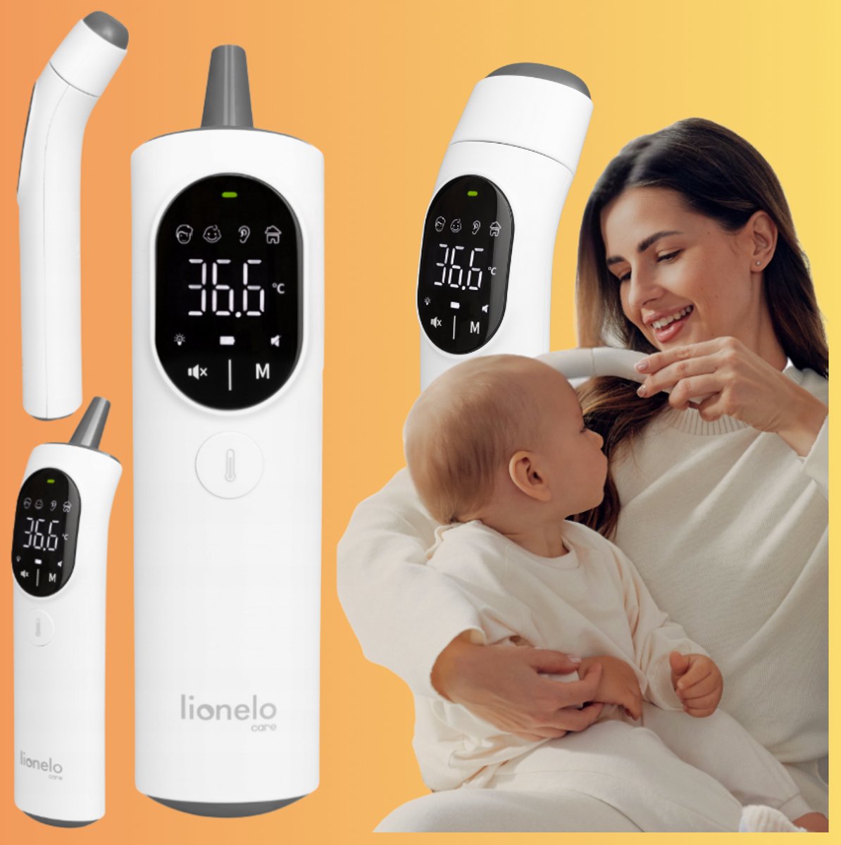 Scanner de fièvre Lionelo - thermomètre pour bébés et enfants - thermomètre à scanner bébé - thermomètre infrarouge sans contact - temps de mesure rapide 1 seconde