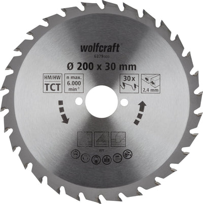 Wolfcraft - lame de scie circulaire 200x30mm - 30 dents - lame de scie pour scie circulaire - série verte - 6379000