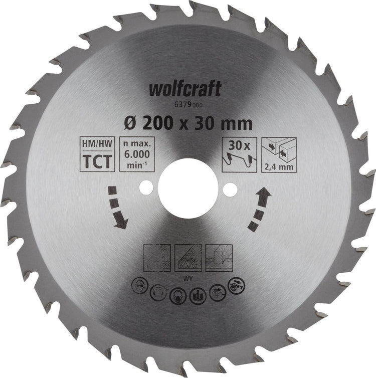 Wolfcraft - lame de scie circulaire 200x30mm - 30 dents - lame de scie pour scie circulaire - série verte - 6379000