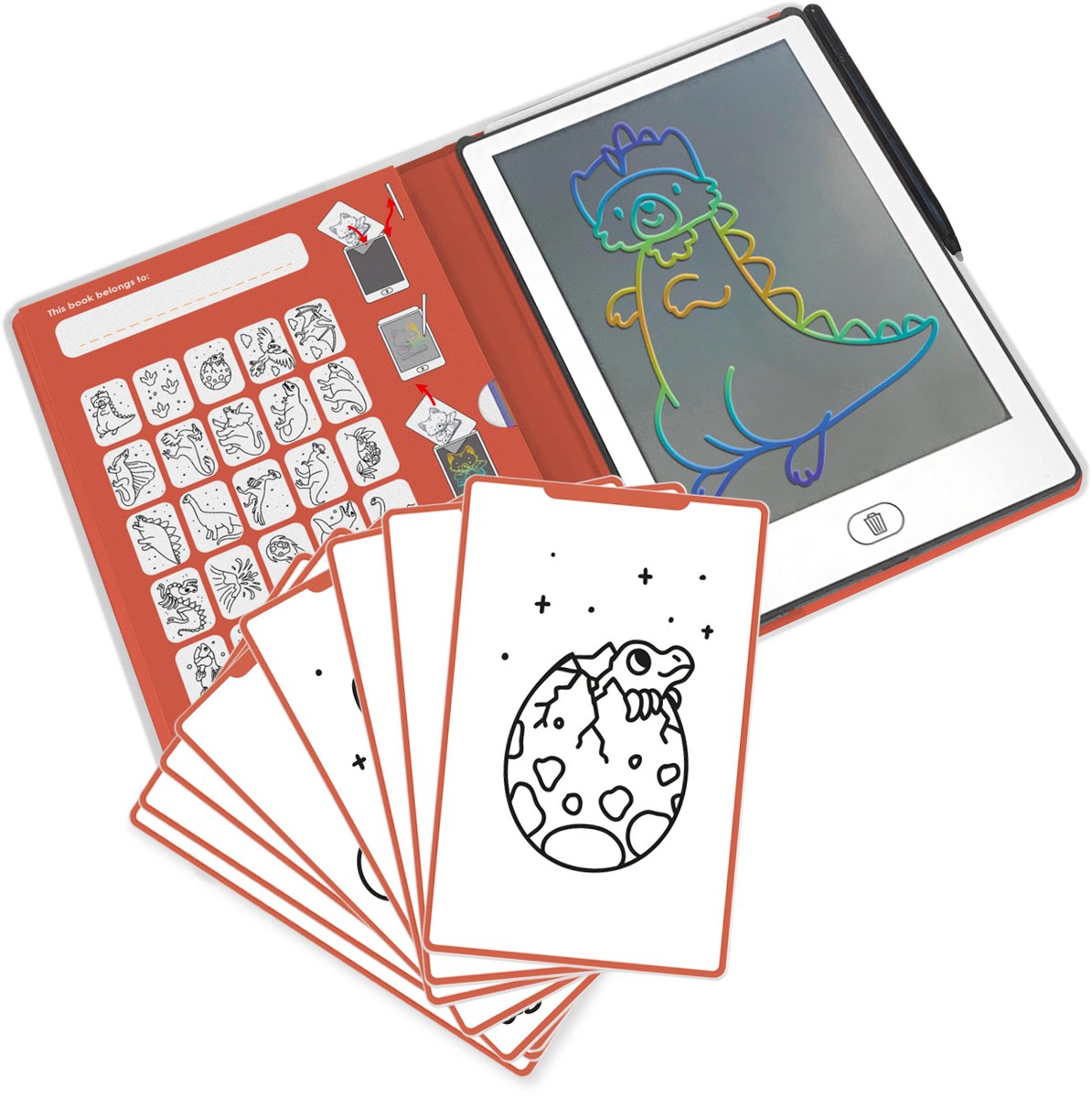 Kidywolf - mini tablette à dessin kidydraw - thème dinosaure - éducatif - 4+ ans