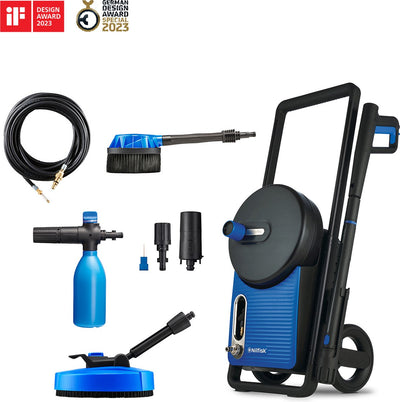 Nilfisk excellent 180-12 Smart Assistant – nettoyeur haute pression avec 180 bars de pression, tuyau de 12 m, écran d'assistant intelligent, nettoyeur de terrasse, brosse rotative et tuyau d'égout