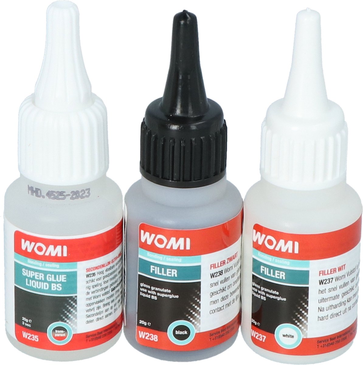 Kit de remplissage superglue Womi – colle + mastic – durcissement rapide – réparation extrêmement solide – multi-matériaux