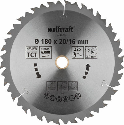 Wolfcraft - lame de scie circulaire 180x20mm 180x16mm - 18 dents - lame de scie pour scie circulaire - série marron - 6734000