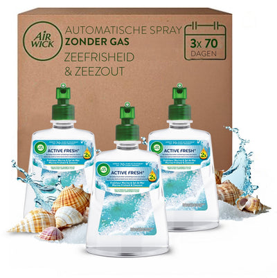 Air wick - désodorisant actif fraîcheur marine sel marin - 3 recharges