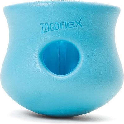 West Paw Toppl Zogoflex - Jouet pour Chien Fort - Slowfeeder - Bleu - Petit - 8 cm