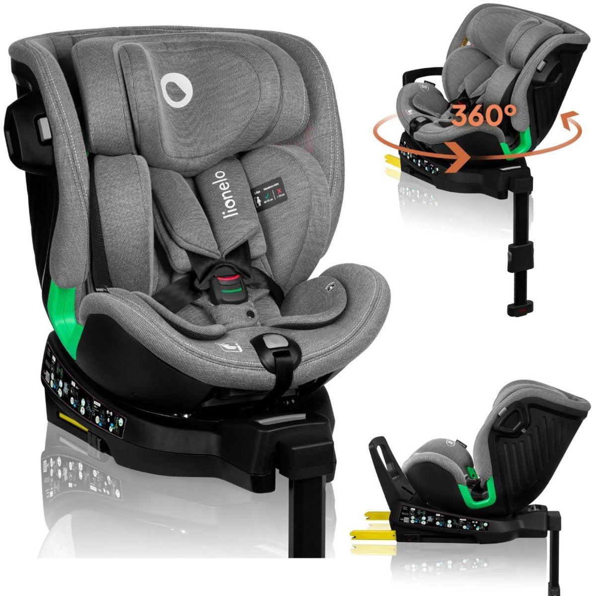 Lionelo - Harmony i-size - siège auto - base pivotante 360' - siège large - dos à la route jusqu'à 105 cm (18 kg)