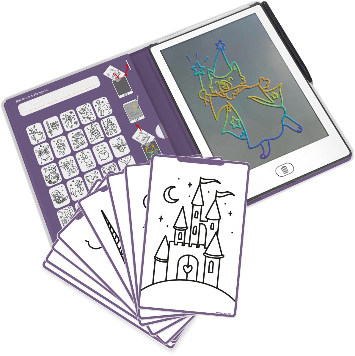 Kidywolf - mini tablette à dessin kidydraw pour enfants - thème il était une fois - éducatif - 4+ ans