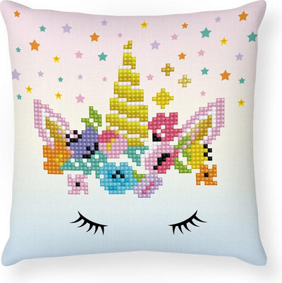 Diamond dotz® coussin de peinture diamant - adultes enfants - ddp2.044 - couronne de licorne 18 x 18 cm - pierres rondes - paquet complet