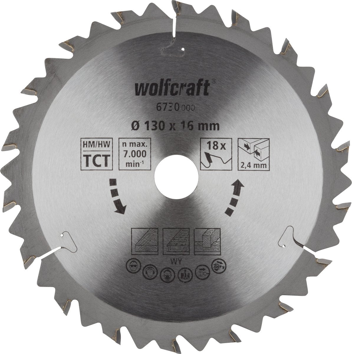 Wolfcraft - lame de scie circulaire 130 x 16 mm - 18 dents - 6730000