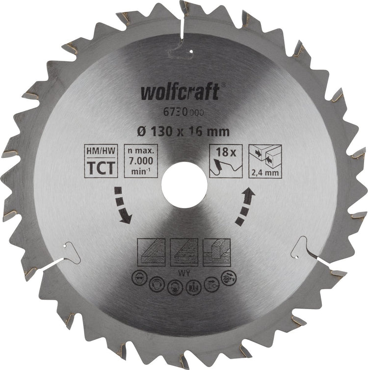 Wolfcraft - lame de scie circulaire 130 x 16 mm - 18 dents - 6730000