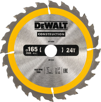 Série de construction Dewalt - lame de scie - 165 mm - 24 dents - bois