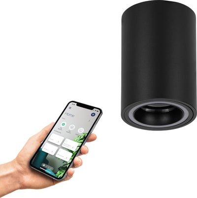 Eglo connect.z carosso-z smart lampe en saillie - gu10 - 9,5 cm - noir|blanc - lumière blanche rgb réglable - dimmable - zigbee