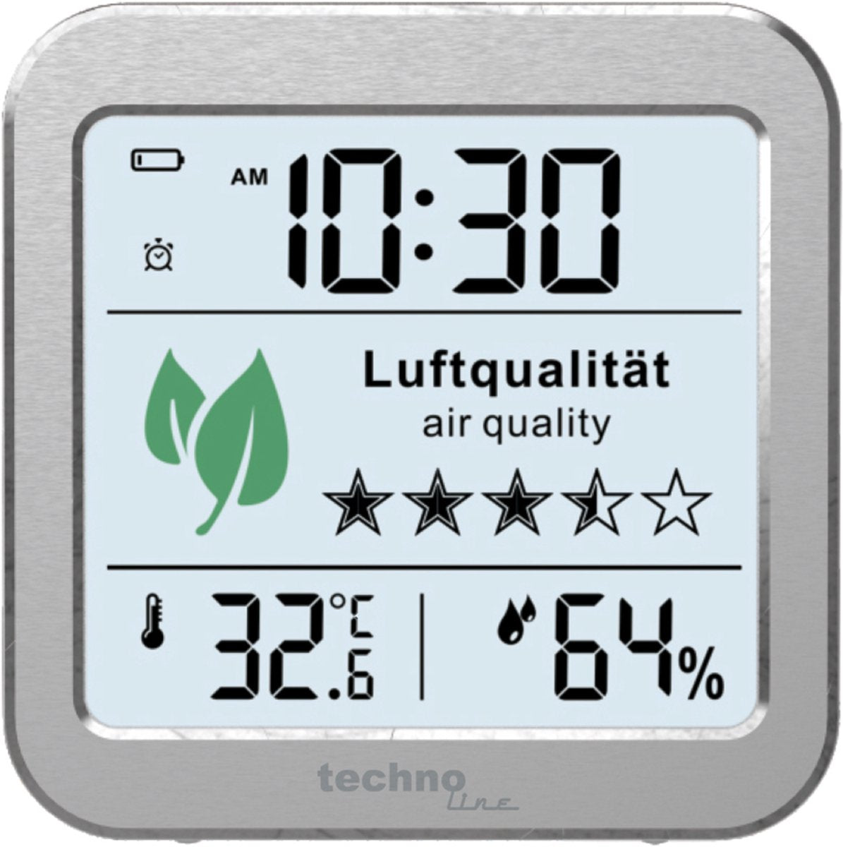 Compteur de co2 Technoline - wl 1020 - 82x82x25mm - argent - compteur de qualité de l'air - tl-wl1020
