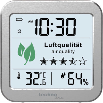Compteur de co2 Technoline - wl 1020 - 82x82x25mm - argent - compteur de qualité de l'air - tl-wl1020