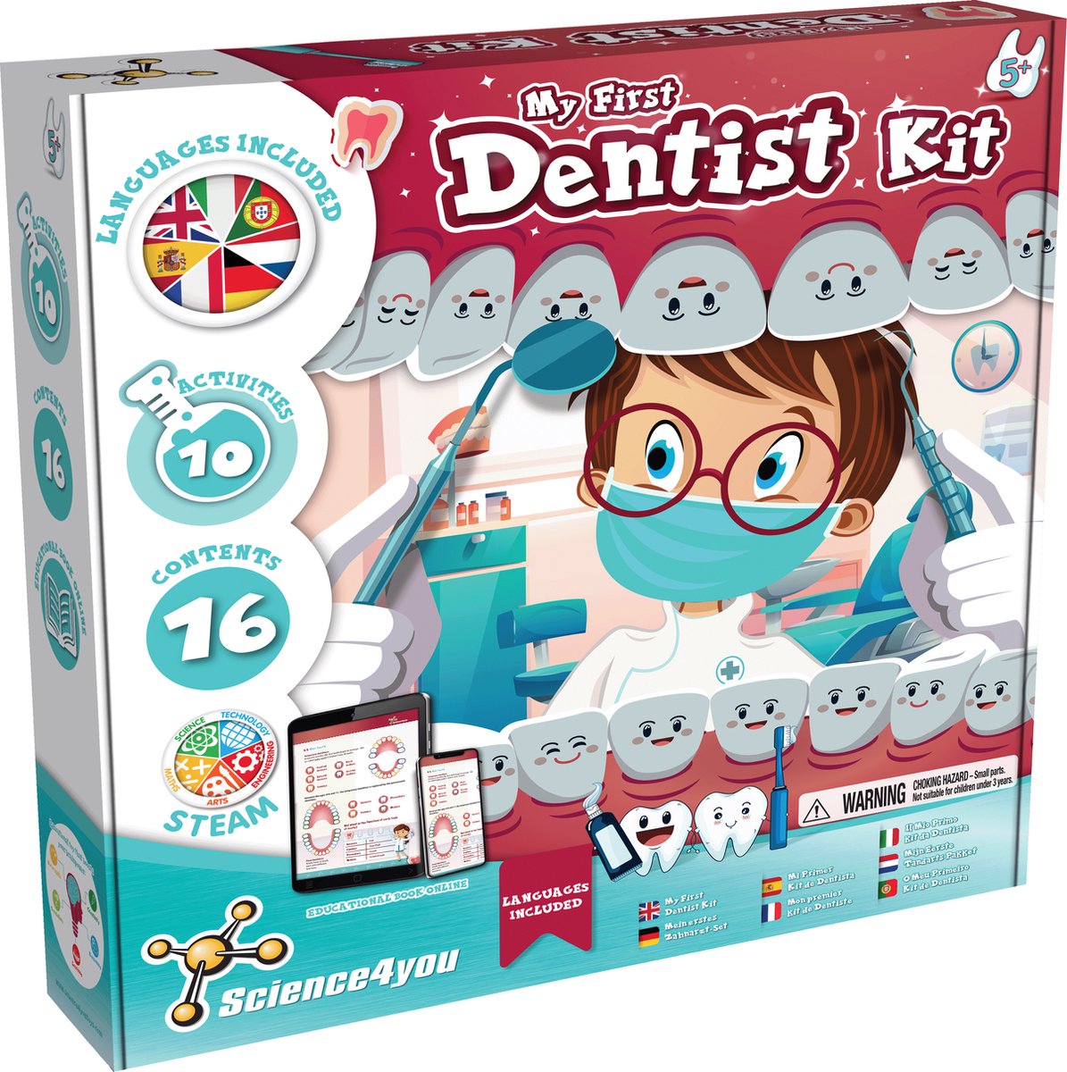 Science 4 you kit de démarrage dentiste science4you – coffret d'expérimentation pédagogique – coffret de jeu dentiste pour enfants – à partir de 5 ans