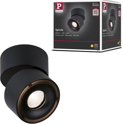 Paulmann plafonnier LED spircle 78 mm 8w 550lm 230v 3000k noir mat