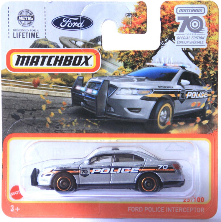 Matchbox 23 100 Ford Police Interceptor 70 ans édition spéciale 1:64 carte courte