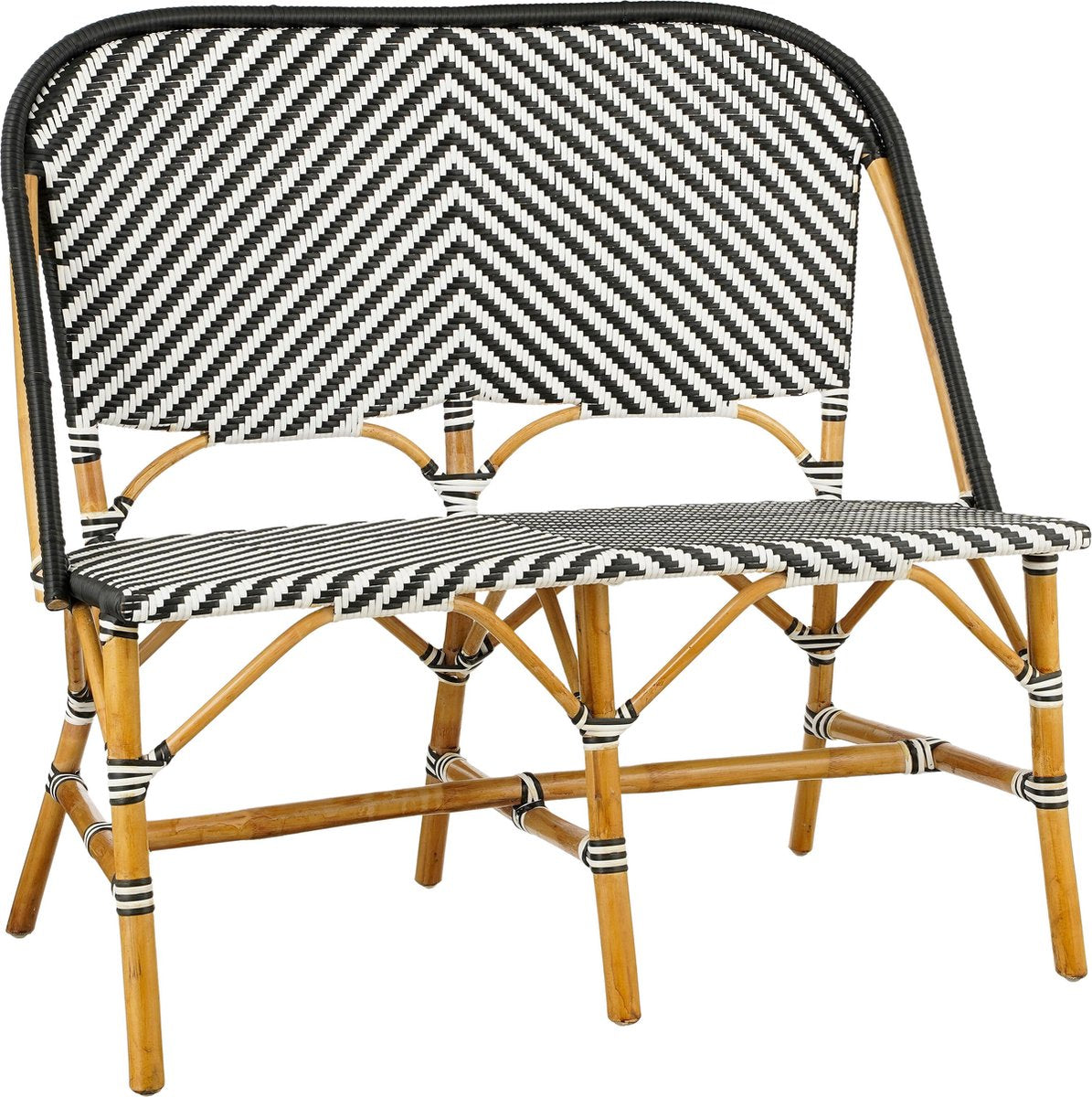 Mica decorations canapé mandox pour extérieur - l98 x l60 x h93 cm - rotin - noir, blanc