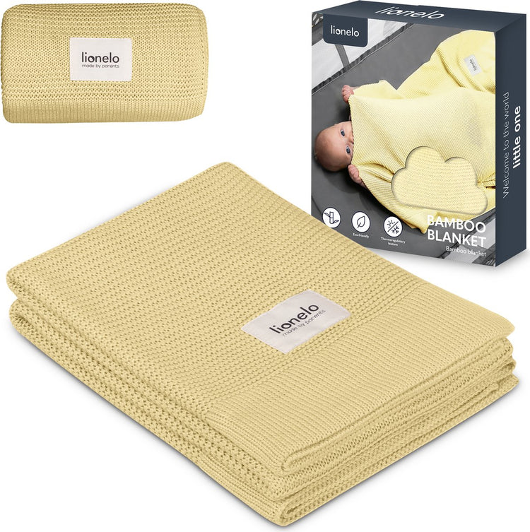 Couverture en bambou Lionelo - couverture pour bébé de luxe - hypoallergénique - antibactérienne - antifongique - 100% coton de bambou - thermorégulatrice - douce et respirante - durable - lavable - dès la naissance - 100×75 cm