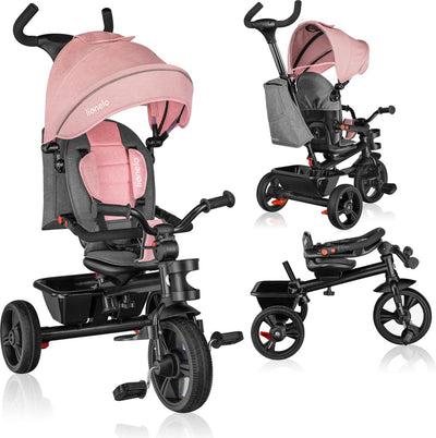 Lionelo haari - tricycle - porte-gobelet - 2en1 - siège pivotant - roues en caoutchouc sans entretien - roue libre - barre coulissante pour parents - auvent - panier et sac - porte-gobelet - grandit avec vous - de 18 mois à 25 kg